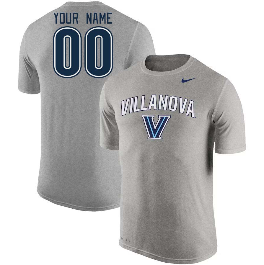 Custom Villanova Wildcats Name And Number College Tshirt-Gray